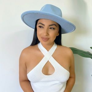 Baby Blue Felt Fedora Hat